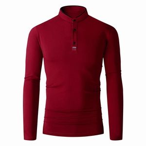 Chemise à manches longues et courtes pour homme, couleur marron, chemise décontractée en tricot imprimé, compression, 100% coton, logo personnalisé - Product Image 1