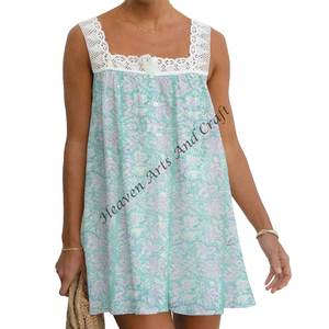 Robe en coton pour la plage, robe bohème d'été de designer indien, vente en gros, robe en coton à imprimé floral pour femmes, tenue d'été, robe de tous les jours pour filles - Product Image 2