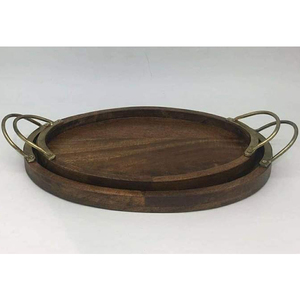 Plateau de service rond en bois de qualité supérieure avec un design intemporel pour tous les jours, disponible à un prix abordable pour l'exportation en gros - Product Image 2