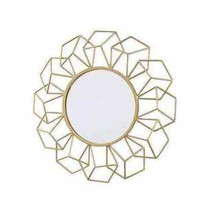 Miroir mural rond en métal doré avec cadre en fil métallique pour la décoration de la maison, chambre à coucher, salon, salle de bain - Product Image 1