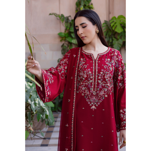 เสื้อ BATIK-3PC ปักสนามหญ้ากับผ้าชีฟองปัก dupatta และเสื้อ Trousers-BIC-4865 - Product Image 2