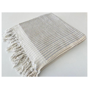 Serviette de bain à rayures imprimées à la main turque 100% coton Peshtemal Hammam multi-usages 90x180cm 900gr - Product Image 3