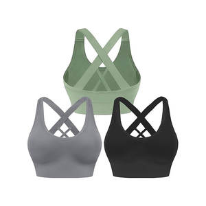 Gym Top <b>Plus</b> <b>Size</b> Breathable Solid Yoga <b>Bra</b> - Product Image 2