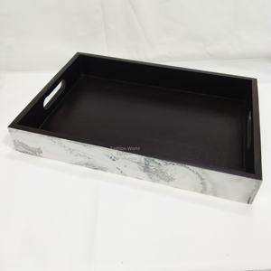 Plateau de service rectangulaire en résine blanche avec base noire élégante Home Hotel Design fabuleux décoratif pour restaurant servant l'Inde - Product Image 2