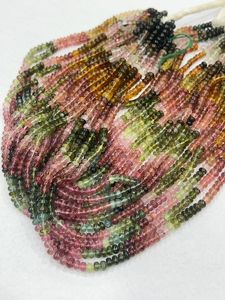 Cuentas de Turmalina Natural Multicolor, Forma Redonda Lisa, Tamaño de 5 mm, Hilo de 14 Pulgadas, Cuentas de Turmalina - Product Image 3