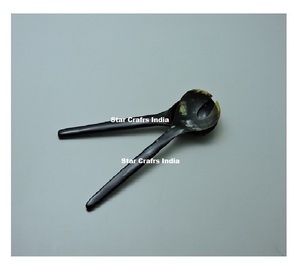 ชุดช้อนส้อมทำจากเขาธรรมชาติ ชุดเสิร์ฟสลัด พร้อมที่ขัดเงา คุณภาพสูง อุปกรณ์ครัวทำจากเขา ที่เสิร์ฟสลัด ดีไซน์หรูหรา - Product Image 1