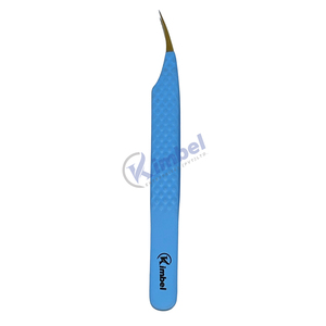 Pinzas Profesionales para Extensión de Pestañas de Acero Inoxidable con Punta de Diamante, Curvadas a 45 Grados - Product Image 1