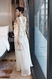 Transform into a Party Muse Pure <b>White</b> 3D Floral Maxi Dress Guaranteed to Turn Heads Made in Vietnam - Product Image 2