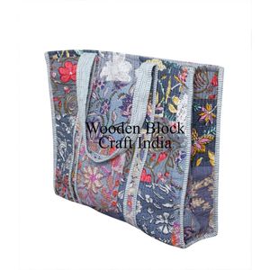 Sac fourre-tout réversible à imprimé floral magnifique, sac de shopping en coton matelassé de designer indien, sac fourre-tout imprimé populaire pour l'été pour femmes - Product Image 5