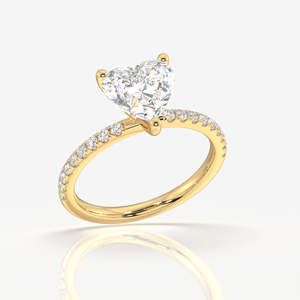 9K <b>Gold</b> Heart Cut Moissanite Diamond Pave <b>Ring</b> Elegant and Luxurious Moissanite <b>Rings</b> Collection - Product Image 3