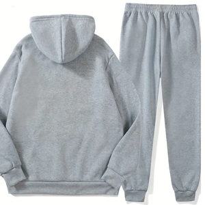 Conjunto de Sudadera con capucha de gran tamaño personalizado de calidad superior para hombres Casual patrón sólido sudaderas con capucha pantalones de chándal conjunto de Sudadera con capucha impresa - Product Image 2