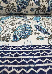 Kantha <b>Quilt</b> Hand Block Floral Print Bedding Handmade Indian Bedspread Printed Vintage Home Decor <b>Throw</b> Cotton Blanket - Product Image 3