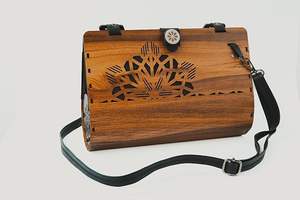 Sac à main en bois intelligent nouvellement lancé, sac de créateur géométrique de luxe artisanal, fermeture éclair vintage, mode incroyable, portable, prix bas - Product Image 4