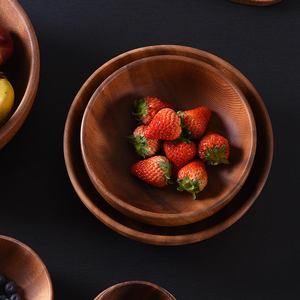 Vente en gros MULTI CRAFT Grand bol rond en bois d'acacia léger poli pour fruits, salades et décoration intérieure - Product Image 3