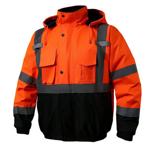 <b>Safety</b> Workwear High Visibility Reflective <b>Safety</b> Hoodie Sweatshirt for Men Warmer Work Jacket Breathable - Product Image 1