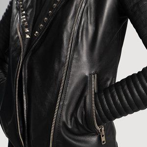 Vestes en cuir élégantes pour femmes en cuir véritable OEM Service Active wear Design de fantaisie Meilleur prix abordable d'usine Veste unique pour les femmes - Product Image 5