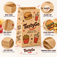 Sacs en papier kraft écologiques personnalisés, résistants à la graisse, pour emballages à emporter, restauration rapide, hot-dogs, sandwichs, hamburgers et poulet frit