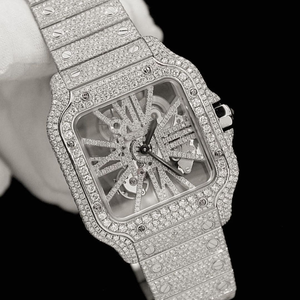 Montre de luxe en acier inoxydable avec cadran en verre, sertie de diamants DEF Moissanite de haute qualité, prix d'usine, design élégant - Product Image 2