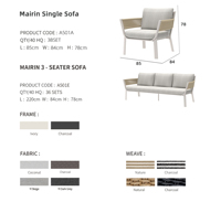Canapé d'extérieur de luxe en corde, mobilier de jardin moderne, ensemble de canapés de patio avec cadre en aluminium pour villa