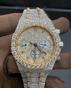 Montre en alliage de quartz à cadran en verre, style business, avec diamant moissanite en or jaune VVS1 - Product Image 1