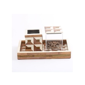 มาบคาร่าไม้พร้อมกล่องอะคริลิคและถาดเตาน้ำมันหอมระเหยแบบพรีเมี่ยมสำหรับน้ำหอมโรงแรมในบ้าน - Product Image 1