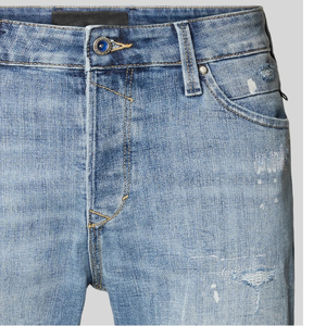 Ropa de calle personalizada, pantalones cortos vaqueros rectos personalizados, holgados, desgastados, de algodón lavado oscuro, pantalones vaqueros de moda Vintage para hombre, pantalones cortos para hombre - Product Image 6