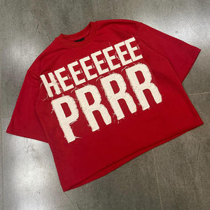 T-shirt court ample en coton 100% avec broderie usée personnalisée en usine, taille plus, t-shirts graphiques pour hommes - Product Image 1