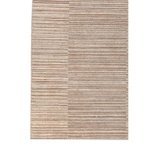 Alfombras de Lana Tejidas a Mano Contour Gold, Diseño Moderno a Rayas de Algodón, Rectangulares para Sala de Estar, Dormitorio, Pasillo, para Adolescentes -Hwl-320 - Product Image 4