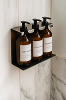 Porte-bouteille de shampoing mural pour salle de bain d'hôtel |   Support de distributeur rechargeable en métal pour gel douche, après-shampoing et savon liquide