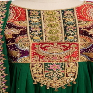 Vestido Afgano Kuchi Hecho a Mano, Étnico, Tribal, Tradicional, con Encaje Bordado, Transpirable, Teñido Liso, de Cachemira para Mujer - Product Image 5