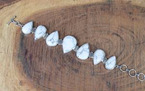 Howlite 925 Sterling Silver <b>Adjustable</b> <b>Bracelet</b> Pear Stone Handmade Gemstone Jewelry Women Gift - Product Image 5