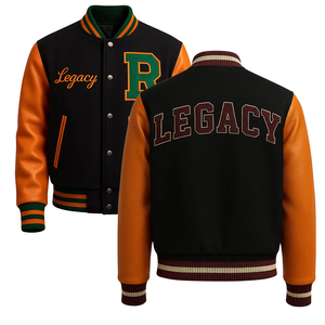 Chaqueta universitaria de diseño personalizado para hombre, chaqueta universitaria de talla grande con logotipo bordado de chenilla y manga de cuero a prueba de viento para hombre - Product Image 1