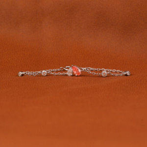 Bracelet tennis minimaliste en or massif 14KT créé par laboratoire en diamant en poire rose et blanche Bracelet en forme de coeur personnalisé - Product Image 1
