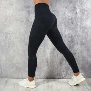 Mallas de Yoga gruesas de cintura alta para mujer, pantalones de Fitness de punto antibacterianos transpirables, bolsillos para correr, deportes de ciclismo, cadera - Product Image 3