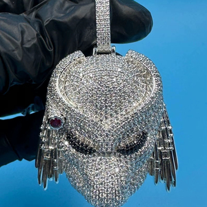 Trendy VVS <b>Moissanite</b> Diamond Iced Out Hip Hop Pendant Necklace With 925 Silver Predator Mask Customized <b>Jewelry</b> At Low Price - Product Image 1