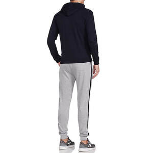 Survêtements pour hommes de haute qualité en coton polaire Design personnalisé Fermeture à glissière complète Streetwear Lavage à l'acide Techniques de strass Noir Gris - Product Image 2
