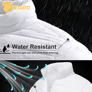 Veste matelassée en satin personnalisée pour hommes Manteau d'hiver rembourré à bulles imperméable avec fermeture à glissière Vêtements d'extérieur de courte longueur - Product Image 2