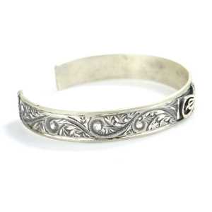 Hand-Engraved 925 Sterling <b>Silver</b> <b>Bracelet</b> with Ottoman Tughra Design Fine Charm for Men and Women - Product Image 3