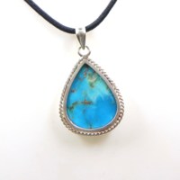 Pendentif en argent sterling avec cabochon lisse et turquoise de l'Arizona 26x20mm