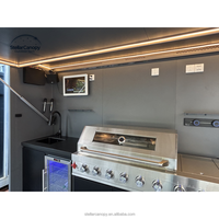 Îlot de cuisine barbecue modulaire moderne en acier inoxydable écologique pour l'extérieur avec évier, armoire et porte vitrée pour la salle à manger