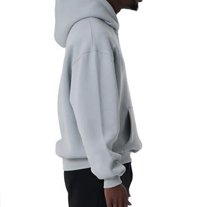 Sudadera con capucha extragrande con logotipo personalizado en blanco y de peso pesado, sudadera lisa de algodón con hombros caídos y cuello redondo para hombre, sudaderas con capucha estampadas unisex - Product Image 3