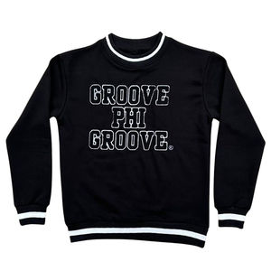 Groove Phi Groove Social Fellowship <b>Black</b> Crewneck <b>Sweatshirt</b> 100 Cotton Fleece Chenille Embroidery Greek Fraternity Apparel Men - Product Image 5