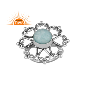 Vente chaude Argent Sterling Oxydé Naturel Doublet Amazonite Cristal Floral Design Anneau Bijoux Fabricant - Product Image 1