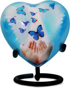 โกศรูปหัวใจรูปผีเสื้อสำหรับมนุษย์ขี้เถ้าโกศสำหรับมนุษย์และสัตว์เลี้ยงโกศตกแต่งด้วยโลหะทนทาน - Product Image 1