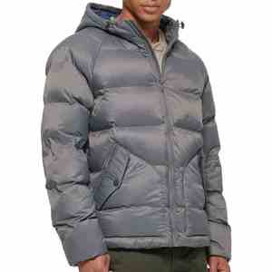 Veste bouffante d'hiver de style High Street pour hommes avec fermeture à glissière en toile simple Produit OEM Design délavé pour l'automne - Product Image 1