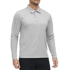 Camiseta Polo de Manga Larga para Hombre, Cuello Alto, Color Sólido, Camisetas Polo de Manga Larga de Alta Calidad para Hombre - Product Image 5