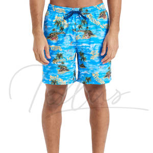 <b>Men's</b> <b>Elastic</b> <b>Waist</b> Mid Rise Swim Board <b>Shorts</b> 100% Polyester Stretch Fabric Wholesale Beachwear - Product Image 2