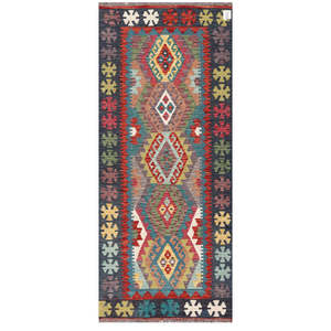 Alfombra Kilim de Maimana, Afganistán, 194 x 81 cm, Alfombras y Juegos de Alfombras - Product Image 1