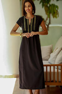 Bikini Mexicano Étnico Vintage con Bordado Campesino, Rayón Azul, Cuello en V Ancho, Rayas, Paisley, Encaje, Teñido Liso, Directo de Fábrica - Product Image 4