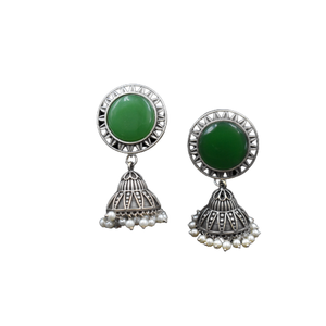 <b>Hot</b> Selling Best Design Fashionable Jewelry Silver Look Alike <b>Stone</b> Stud Jhumka Earring Jewelry for Girls and Women - Product Image 1